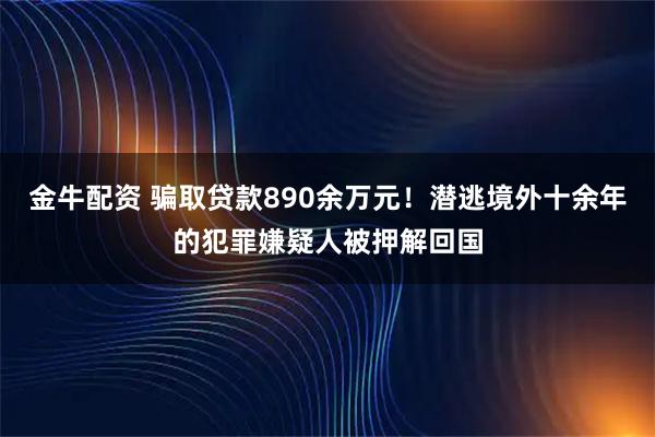 金牛配资 骗取贷款890余万元！潜逃境外十余年的犯罪嫌疑人被押解回国